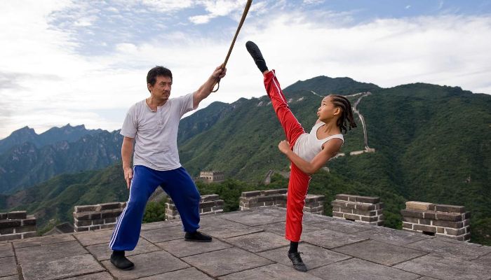 Jaden Smith and Jackie Chan in the Karate Kid Movie